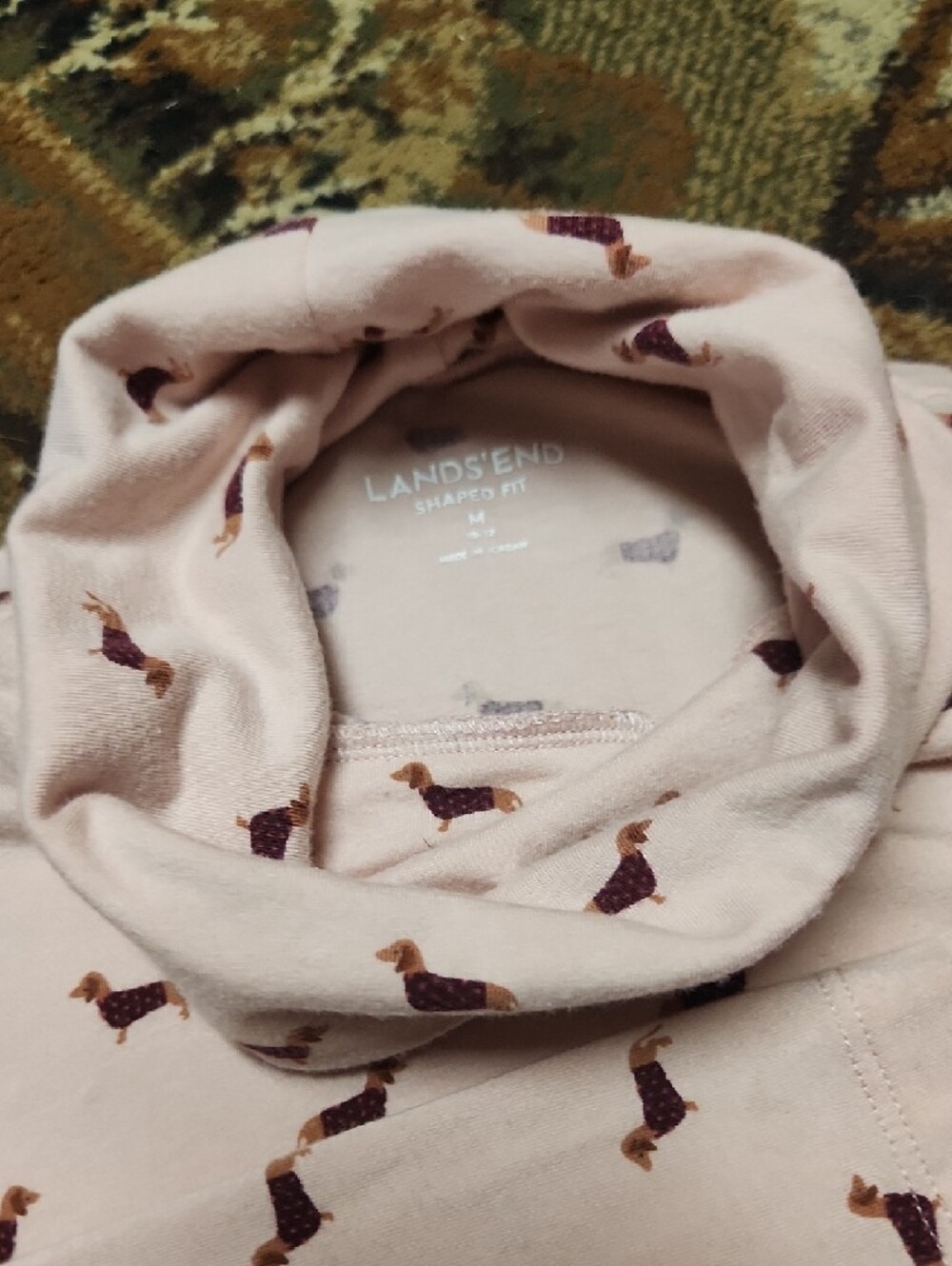 Lands' End Light Pink Turtleneck with Dachshund Print - Picture 3 of 9